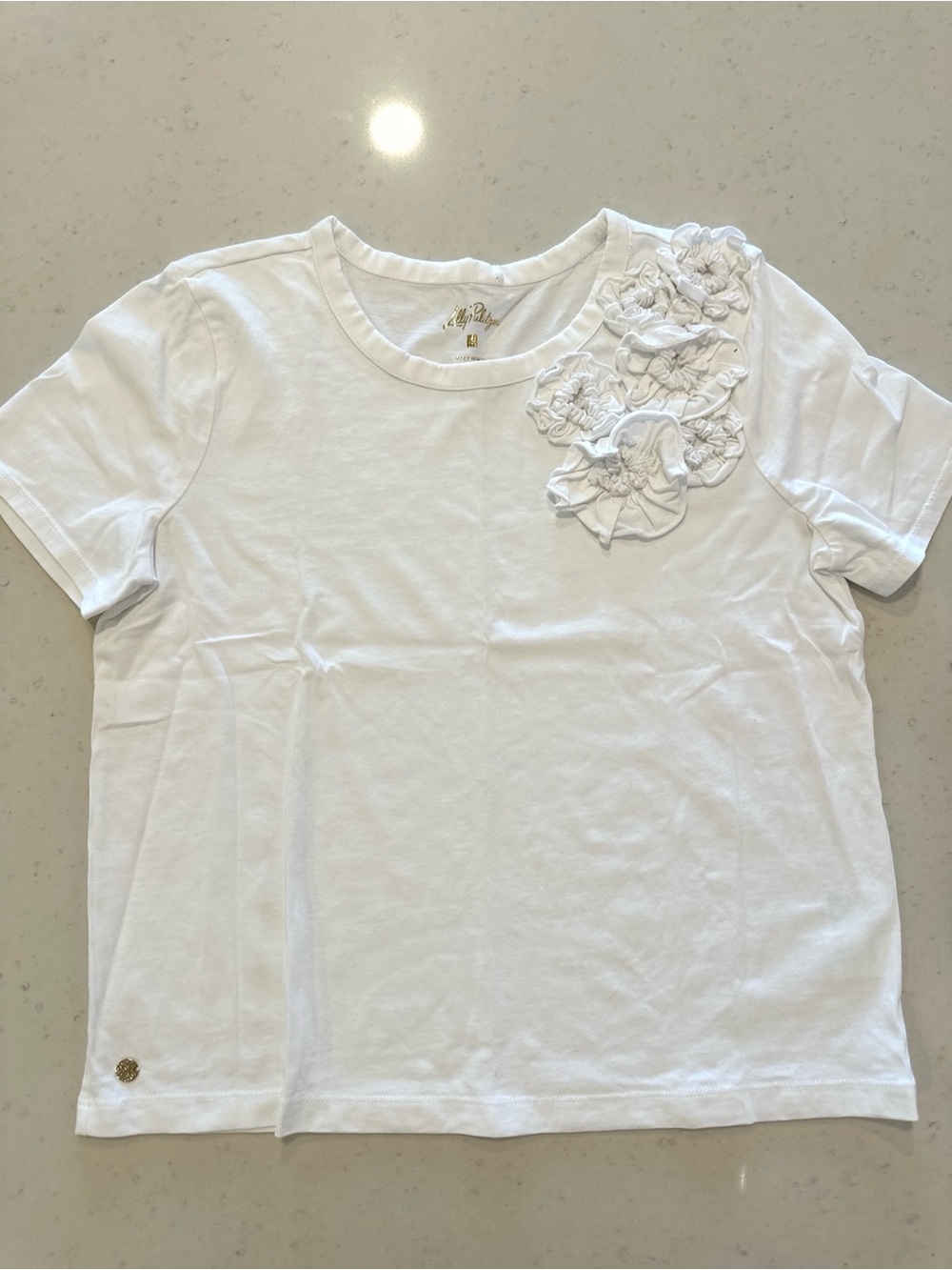 NWOT Lilly Pulitzer White Cotton 3D Floral Shirt Size Small Preppy Casual Basic - Picture 1 of 6
